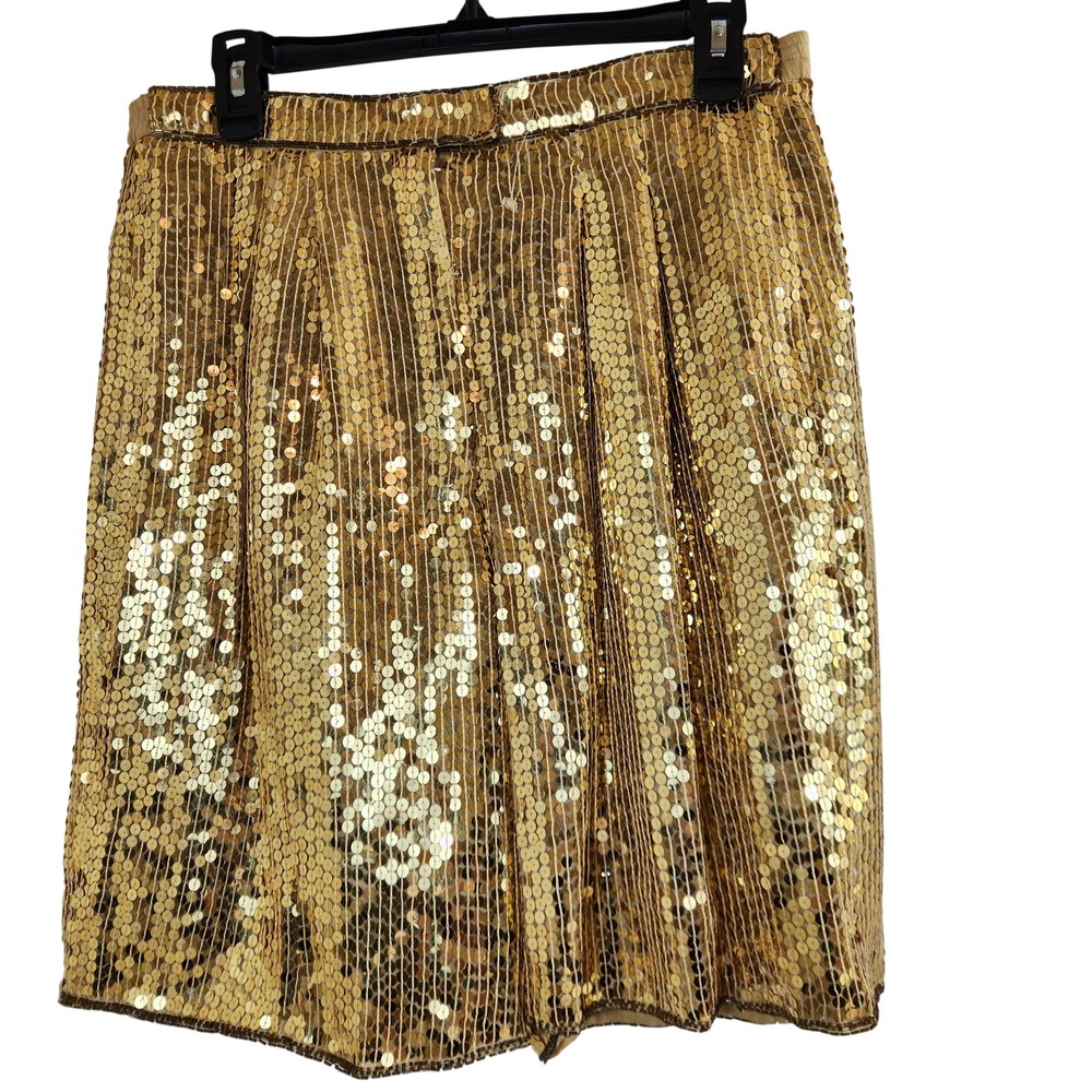 VIntage Rina Z Gold Sequin Silk Shorts Womens Medium Vtg Hand Ornamented NWT New